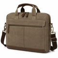 Laptoptasche 40 cm Canvas Braun mit Kunstlederbesatz f¨¹r B¨¹ro und Reise