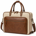 Laptoptasche 42 x 12 x 32 cm aus Textil und Kunstleder Beige Braun mit Schultergurt