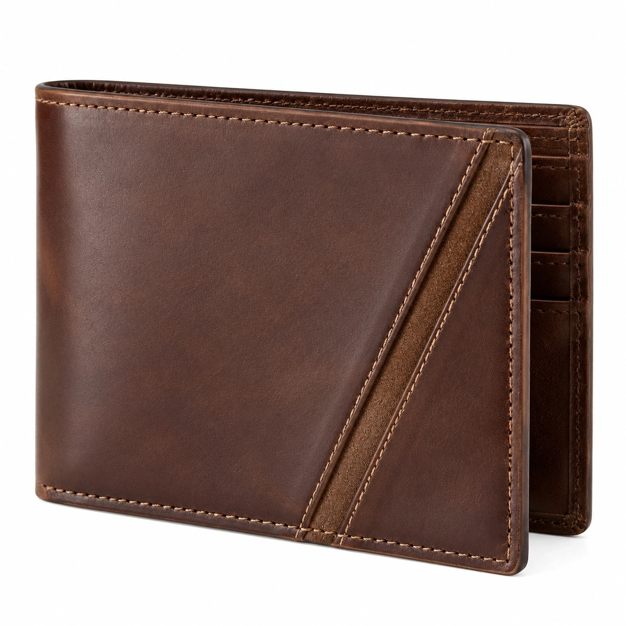 Herren Geldb?rse 12 x 9.5 x 1.5 cm aus Leder braun im klassischen Klappformat