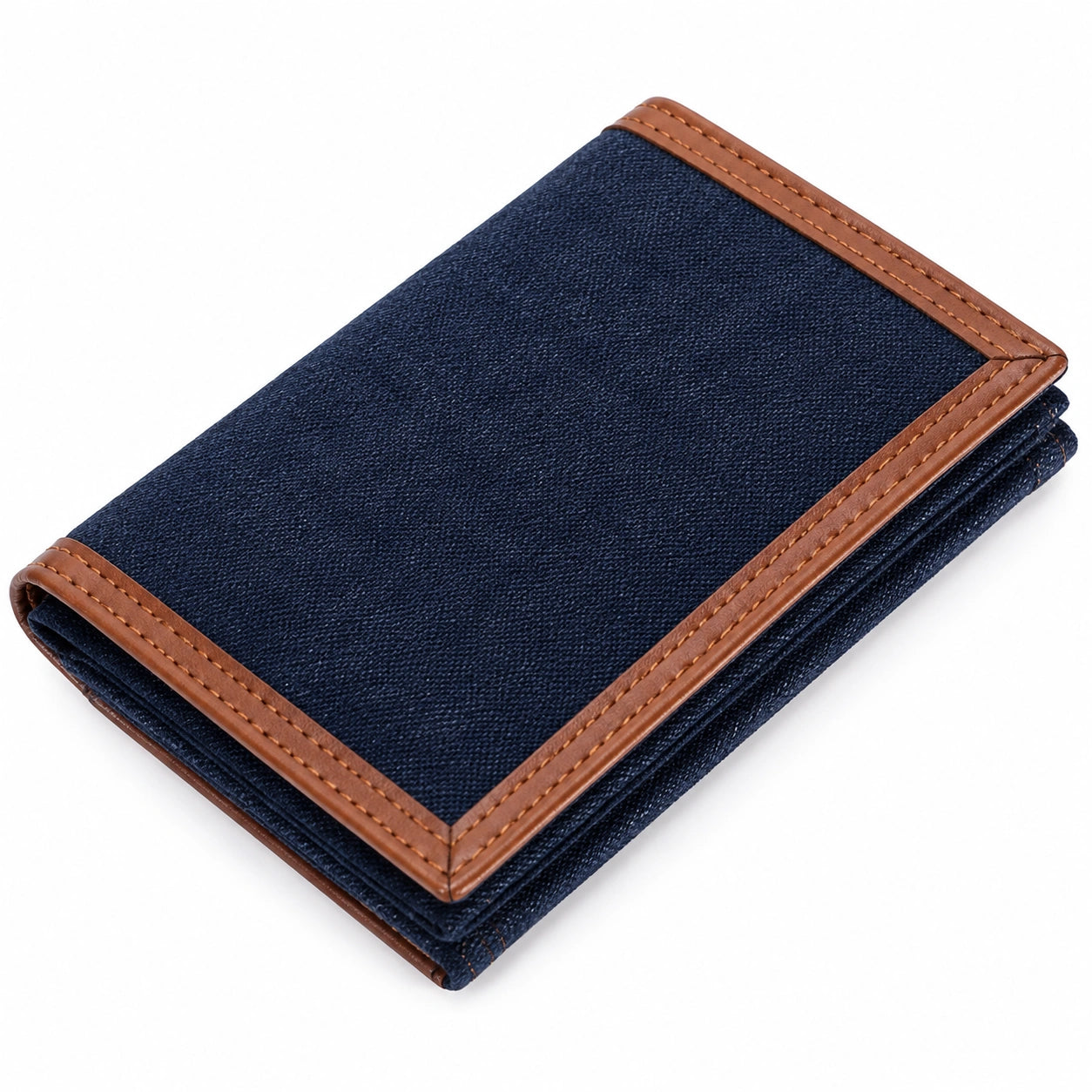 Geldb?rse 12 x 9 x 2 cm aus Textil in Dunkelblau Braun - kompakt faltbar