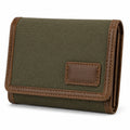 Geldb?rse 12 x 9 x 2 cm aus Canvas und Kunstleder Olivgr¨¹n Braun mit ¨¹berschlag