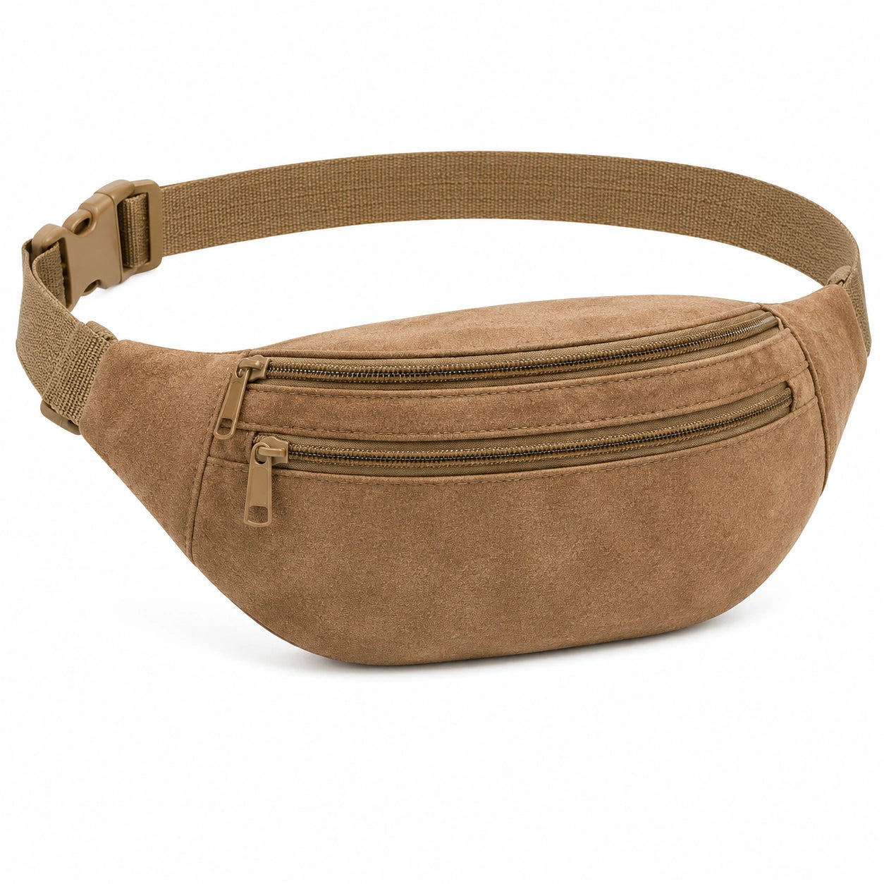 G¨¹rteltasche Einheitsgr??e aus Kunstleder in Veloursoptik Braun mit verstellbarem Gurt