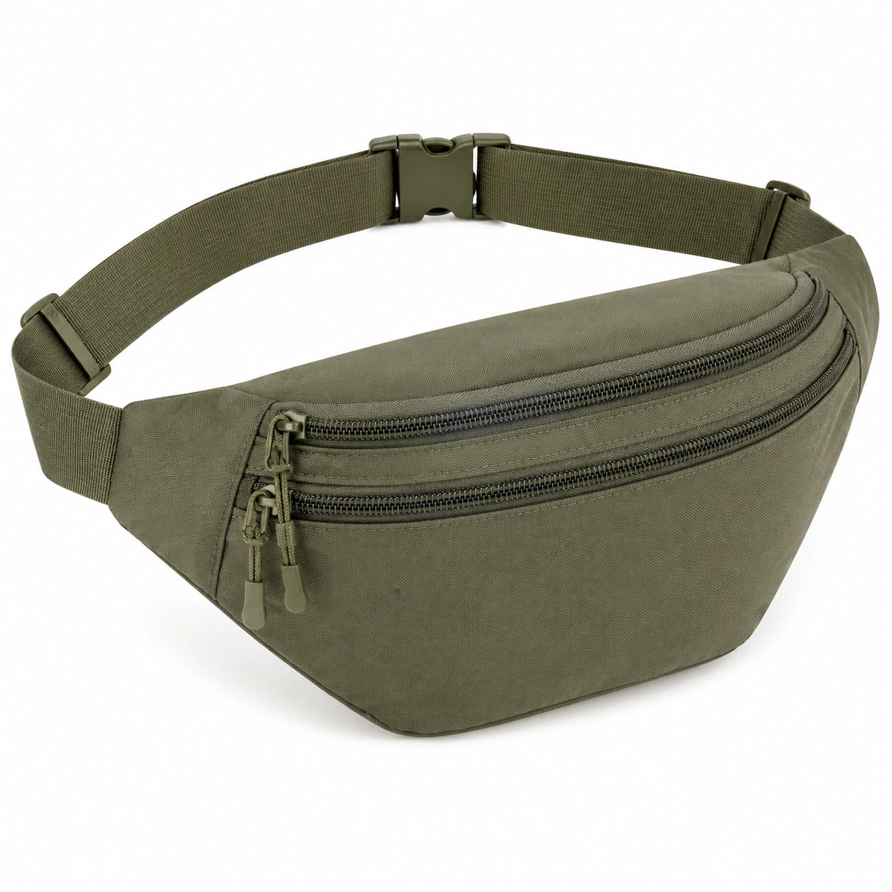 G¨¹rteltasche 30 cm Olivgr¨¹n Gewebe f¨¹r Alltag mit drei Rei?verschlussf?chern