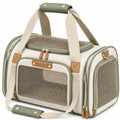 Haustier Transporttasche 45 x 28 x 30 cm Textil Beige Salbeigr¨¹n mit Netzfenstern