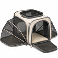 Tiertransporttasche 50 x 30 x 32 cm aus Polyester Creme/Schwarz - faltbar mit Netzfenstern