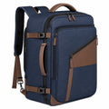 Reiserucksack 50 x 32 x 20 cm aus Textilgewebe in Dunkelblau Braun mit Mehrfachf?chern