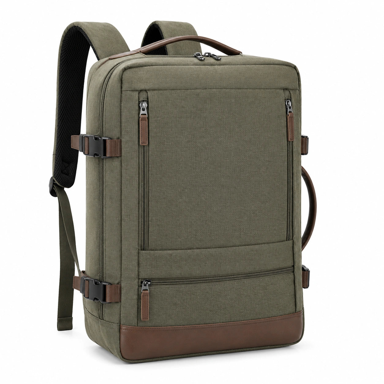 Reiserucksack 45 x 32 x 20 cm Olivgr¨¹n Textilgewebe mit Kunstlederbesatz Handgep?ckstil