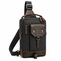 Umh?ngetasche 20 x 10 x 32 cm aus Kunstleder Schwarz/Braun f¨¹r Alltag im Vintage-Stil