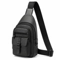 Umh?ngetasche 18 x 8 x 31 cm Kunstleder Schwarz mit Mehrfachf?chern