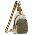 Umh?ngetasche 18 x 8 x 31 cm Textil Beige Olivgr¨¹n gestreift mit Rei?verschluss f¨¹r Alltag