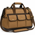 Reisetasche 40 x 18 x 30 cm aus Textilgewebe Braun mit Schultergurt und Au?entaschen