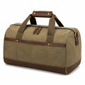 Reisetasche 50 x 25 x 30 cm aus Canvas und Leder Olivbraun mit Rei?verschluss im Vintage-Stil