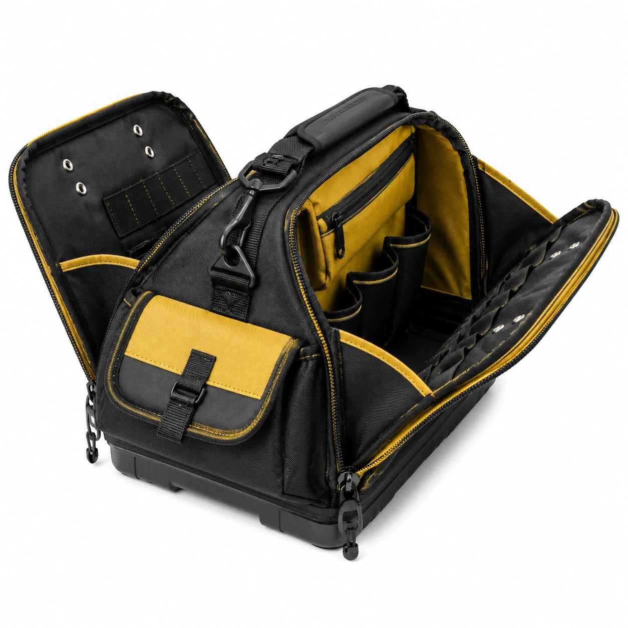 Werkzeugtasche 40 x 25 x 30 cm - Textil Schwarz Gelb mit Organizer und Tragegriff