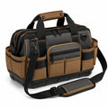 Werkzeugtasche 40 x 25 x 30 cm aus Polyester Schwarz Braun mit Schultergurt und F?chern