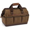 Reisetasche 43 cm aus Canvas Braun mit Kunstlederbesatz - ger?umig mit Au?enf?chern